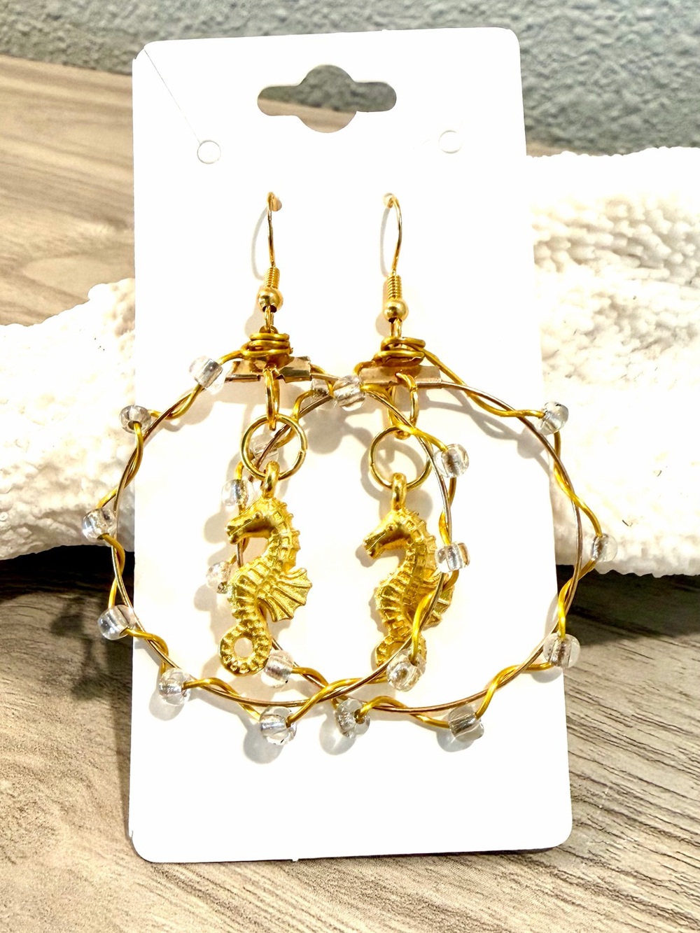 134. Gold Seahorse Hoop Earrings - Women Jewelry